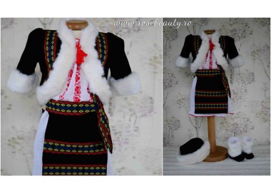 Rochite Botez,Costumas rochita traditionala botez fetite iarna CATRINA popular cu ie, 6 piese