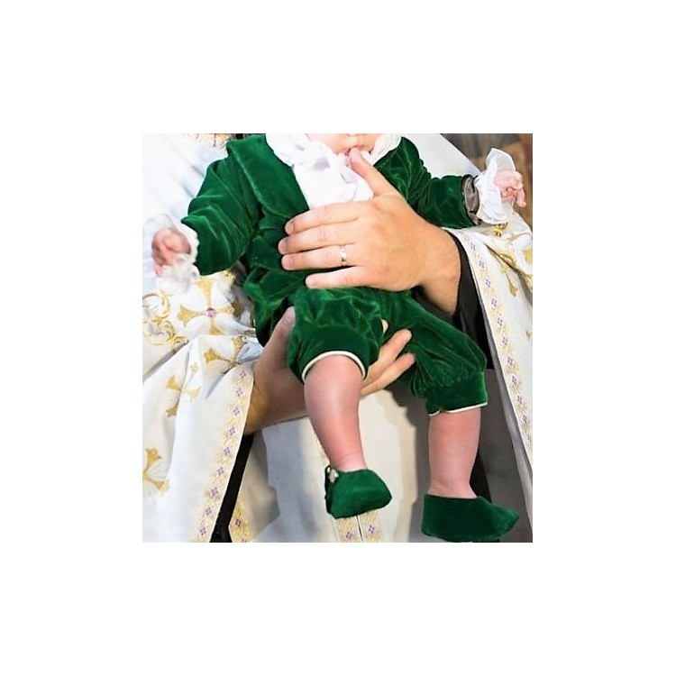 Costume Botez,Costum de botez baiat print ROBIN catifea verde cu pantalon lung 6 piese, dvb37