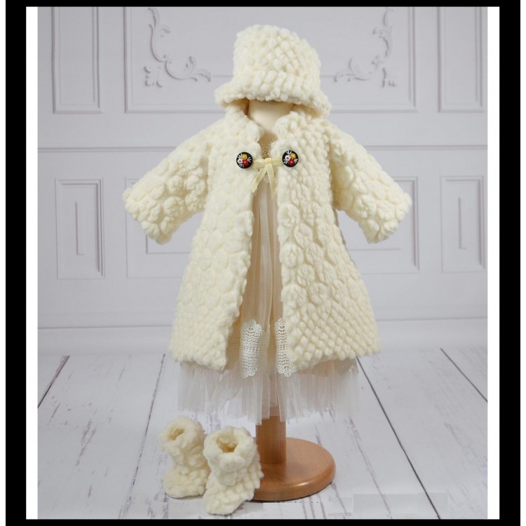 Rochite de Botez,Set iarna paltonas traditional de Botez fetite din lana, CATINCA