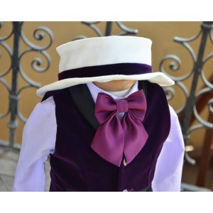 Costume Botez,Costum botez baiat mov de vara Gentleman Hat, catifea, 6 piese